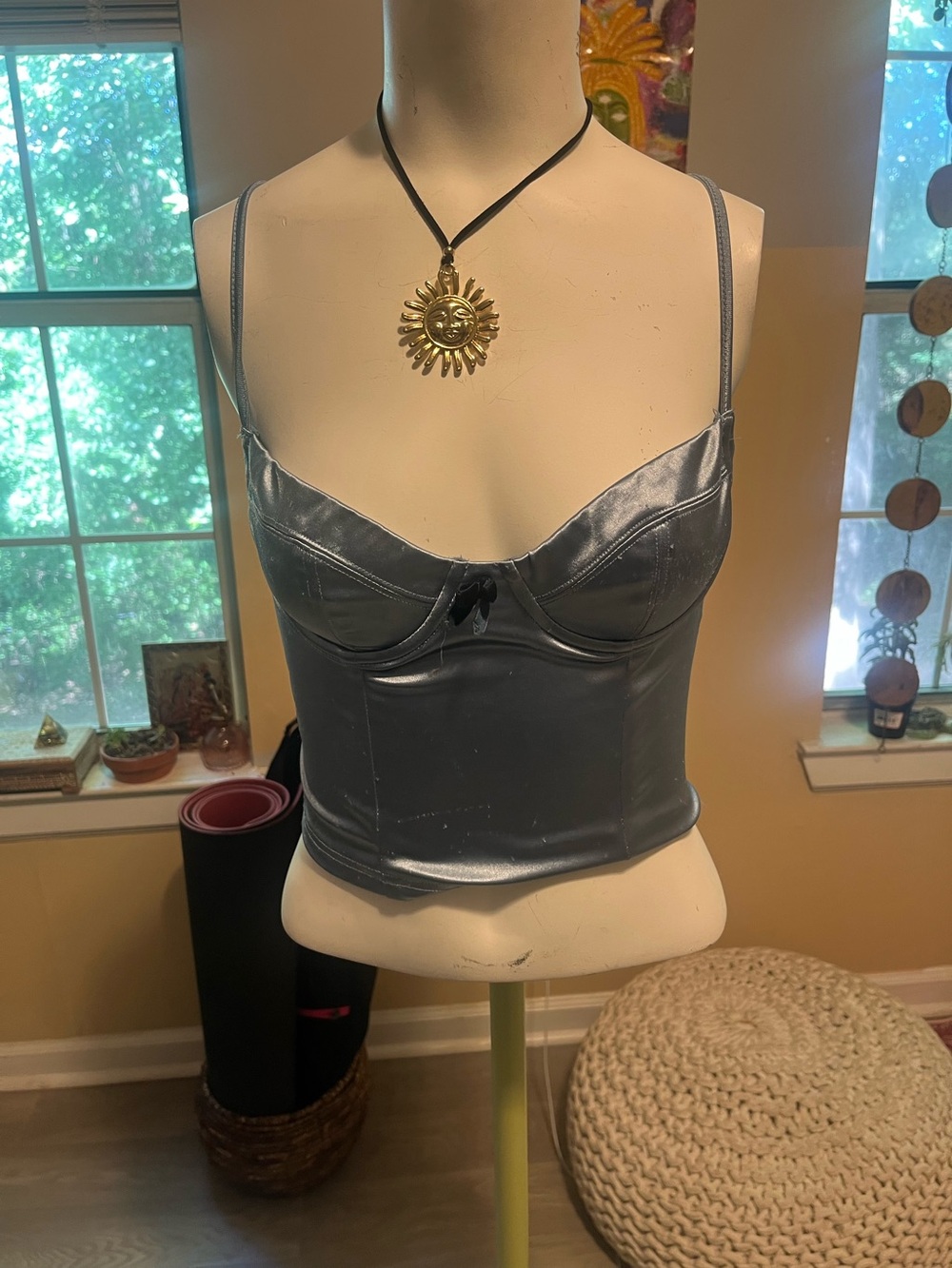 Edikted blue Satin Crop Top - Women Dollycore